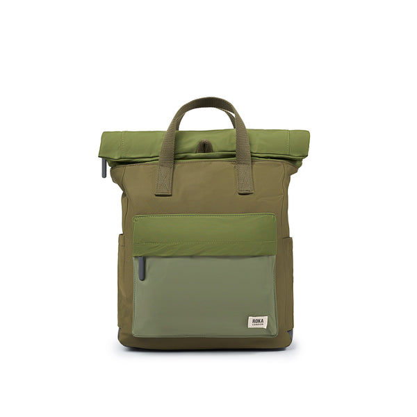 roka london Canfield Roll Top Backpack in Military Tonal