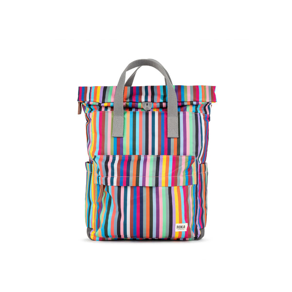 roka london Canfield Roll Top Backpack in Multi Stripe