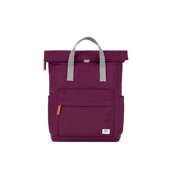 roka london Canfield Roll Top Backpack in Royal Burgundy