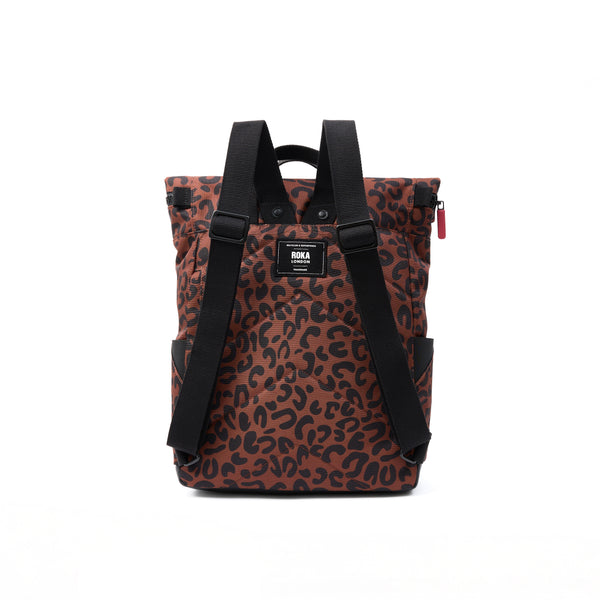 Roka London Canfield Roll Top Backpack In Scarlet Leopard