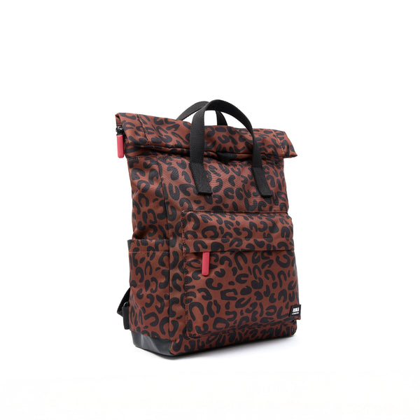 Roka London Canfield Roll Top Backpack In Scarlet Leopard