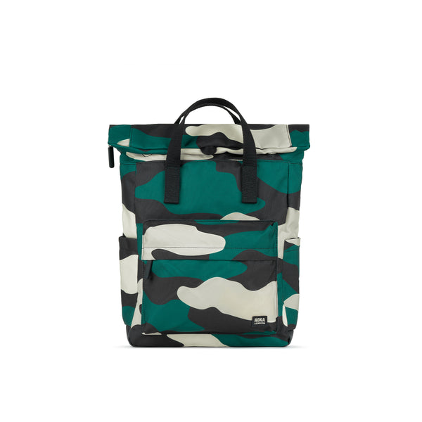 roka london Canfield Roll Top Backpack in Urban Rose Camo