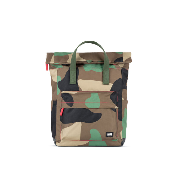 roka london Canfield Roll Top Backpack in Vintage Camo