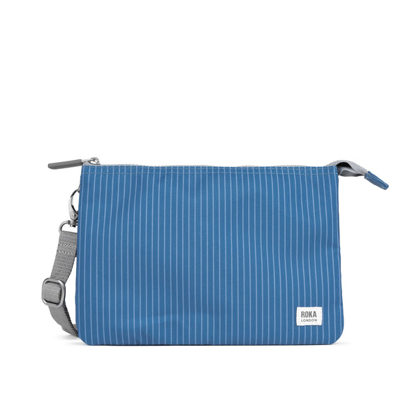 roka london Carnaby Crossbody Bag in Medium Wash Denim