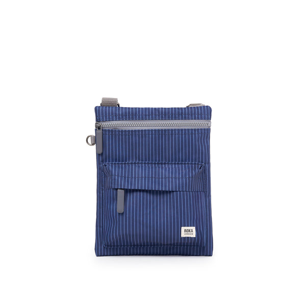 roka london Chelsea B Crossbody Bag in Dark Denim Pinstripe