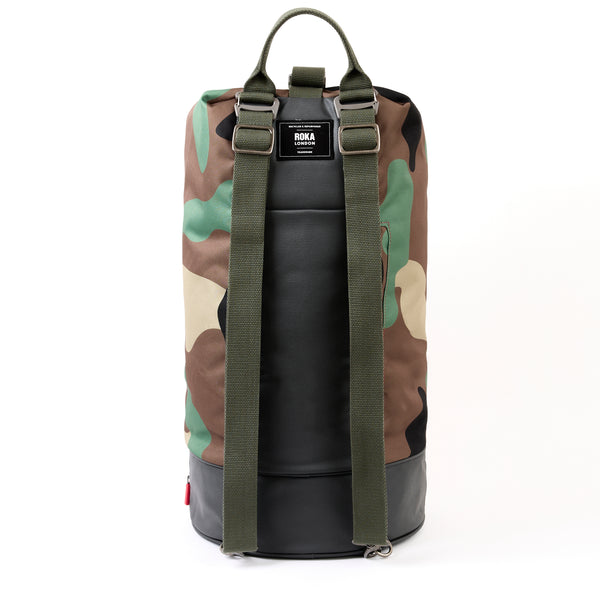 Roka London Heathrow Duffle Bag Backpack In Vintage Camo