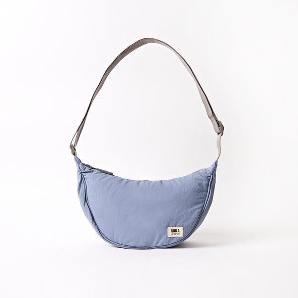 roka london Farringdon Half Moon Bag in Retro Blue