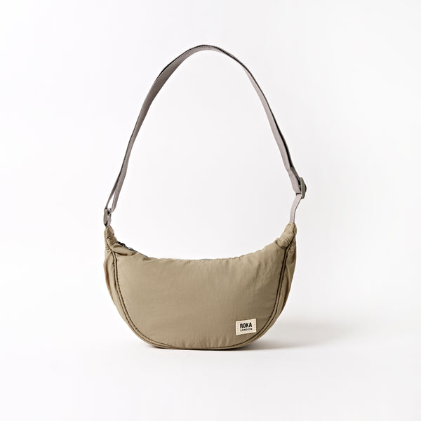 roka london Farringdon Half Moon Bag in Taupe