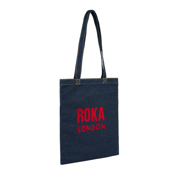 Roka London Notting Hill Tote In Dark Wash Denim