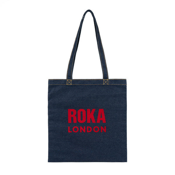 roka london Notting Hill Tote in Dark Wash Denim