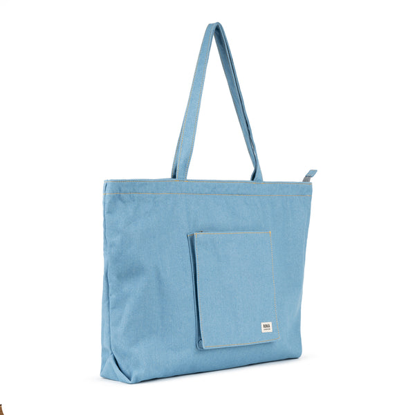 Roka London Portobello Tote In Light Wash Denim