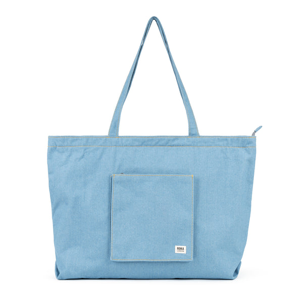 roka london Portobello Tote in Light Wash Denim