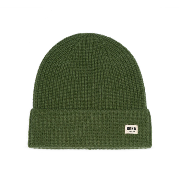 roka london Shard Cashmere Beanie Hat in Avocado