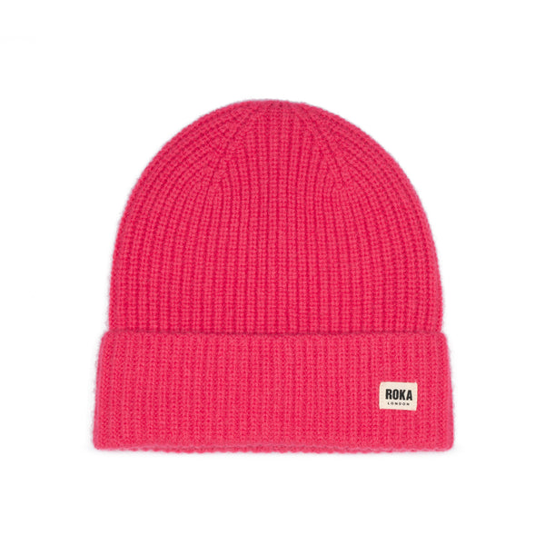 roka london Shard Cashmere Beanie Hat in Coral
