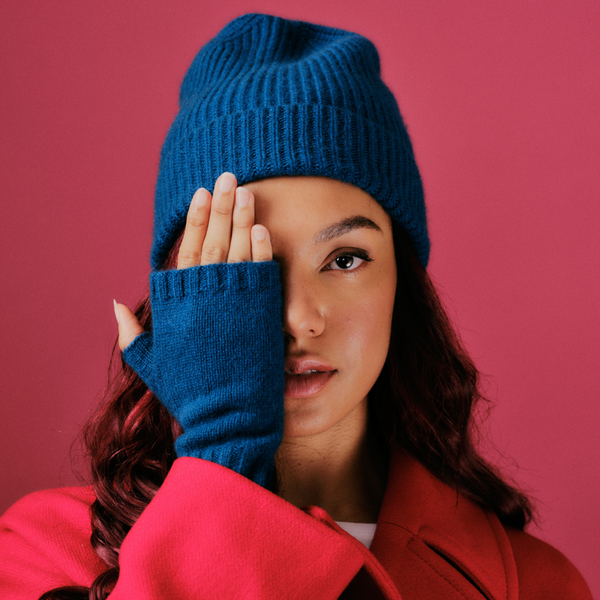 Roka London Shard Cashmere Beanie Hat In Teal