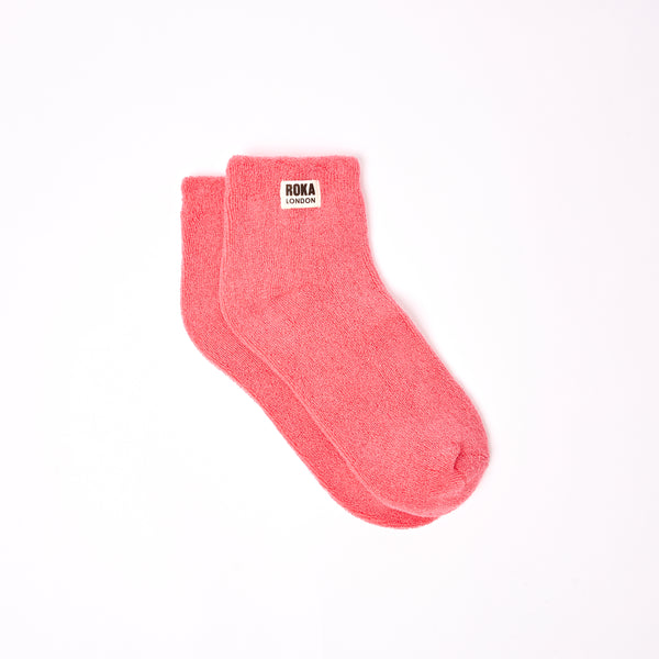 roka london Watford Crop Socks for Women in Coral
