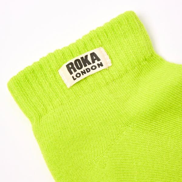 Roka London Wembley Ankle Socks For Kids In Lime