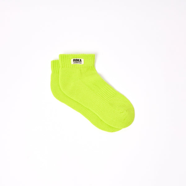 Roka London Wembley Ankle Socks For Kids In Lime