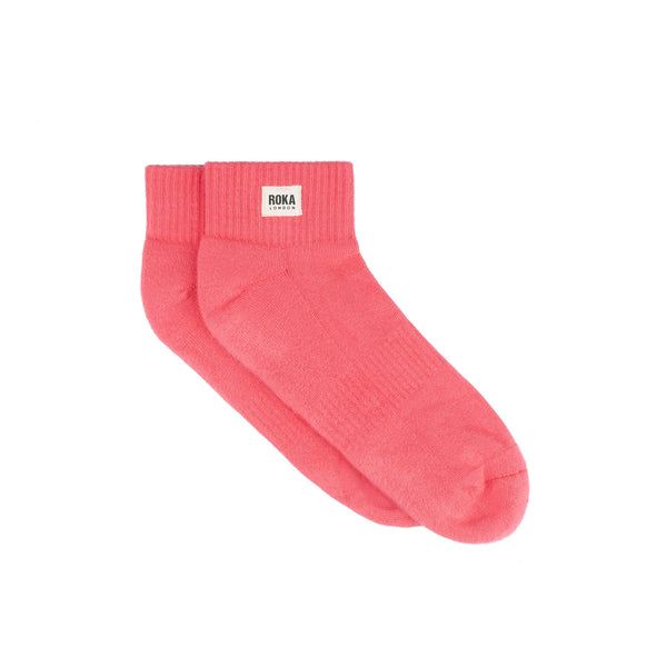 roka london Wembley Ankle Socks for Women in Coral