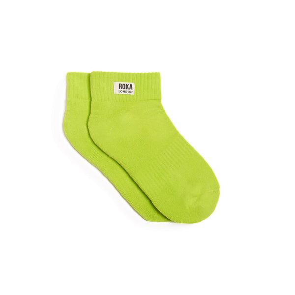 roka london Wembley Ankle Socks for Women in Lime