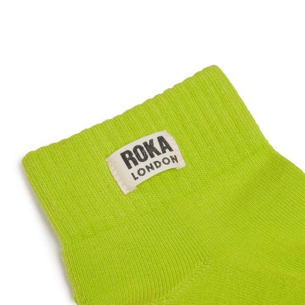 Roka London Wembley Ankle Socks For Women In Lime