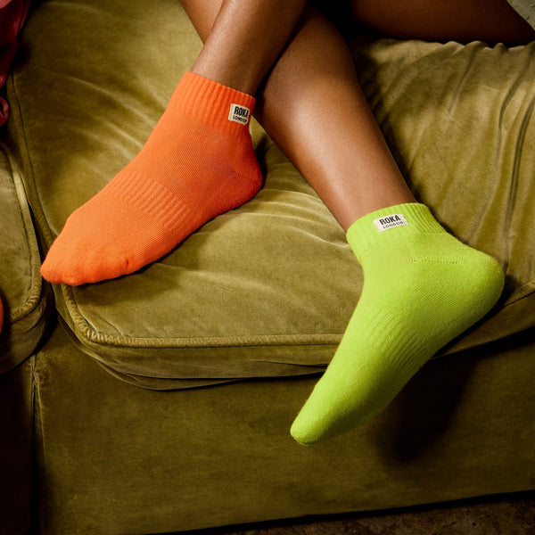 Roka London Wembley Ankle Socks For Women In Lime