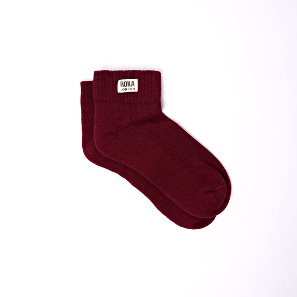 roka london Wembley Ankle Socks for Women in Plum