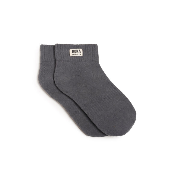 roka london Wembley Ankle Socks for Women in Smoke
