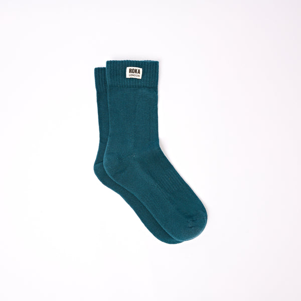 roka london Wimbledon Crew Socks for Women in Teal