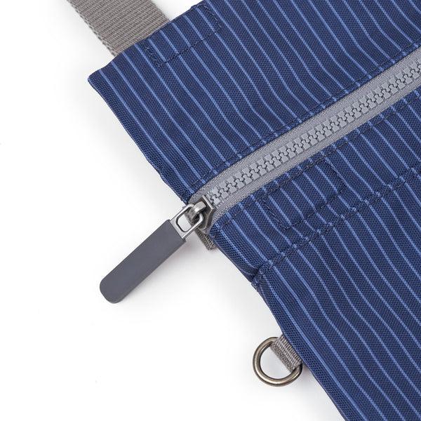 Roka London Stratford Crossbody In Dark Denim Pinstripe