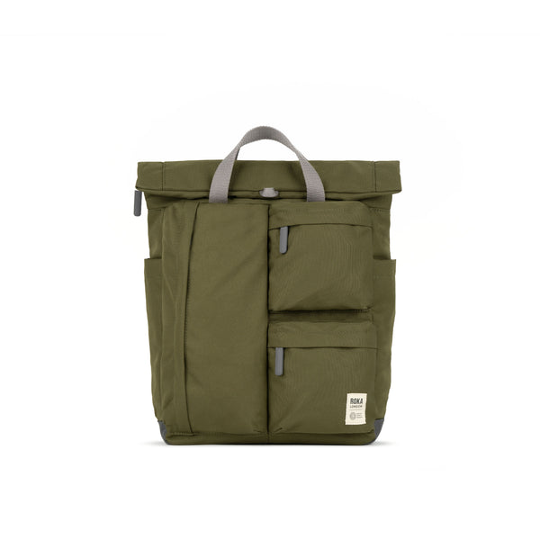 roka london Waterhouse Multipocket Backpack in Moss