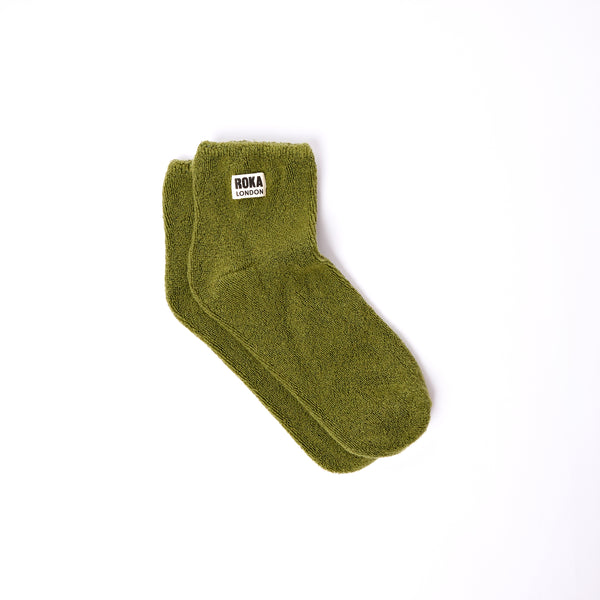 roka london Watford Crop Socks for Women in Avocado