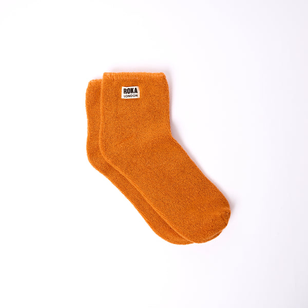 roka london Watford Crop Socks for Women in Burnt Orange