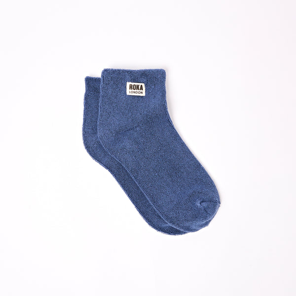 roka london Watford Crop Socks for Women in Costal Blue