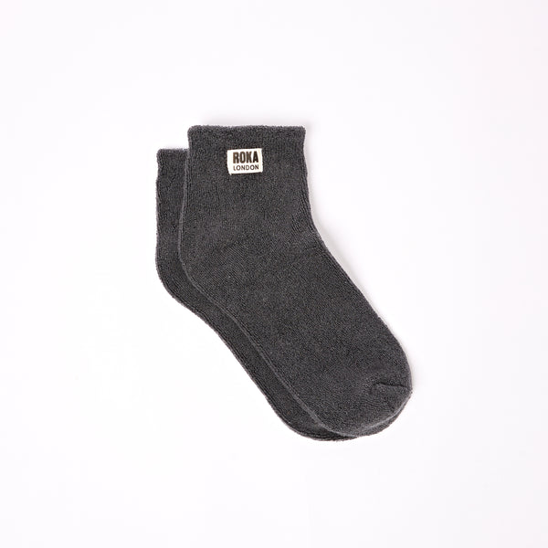 roka london Watford Crop Socks for Women in Faded Black