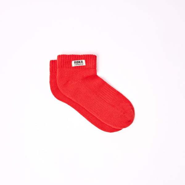 Roka London Wembley Ankle Socks For Kids In Cranberry