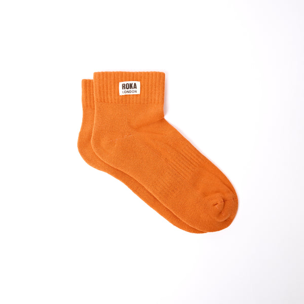 roka london Wembley Ankle Socks for Men in Burnt Orange