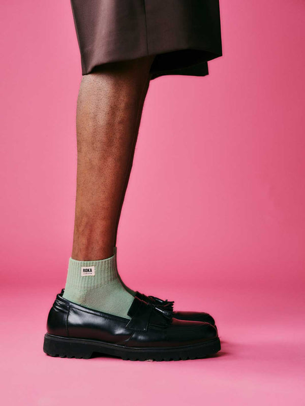 Roka London Wembley Ankle Socks For Women In Matcha
