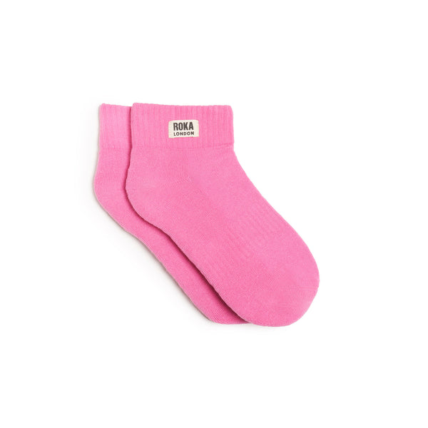 roka london Wembley Ankle Socks for Women in Pink Carnation