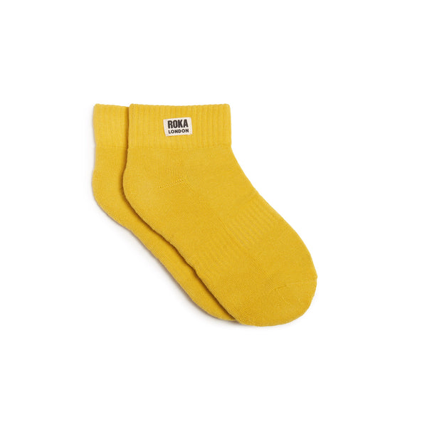roka london Wembley Ankle Socks for Women in Summer Yellow