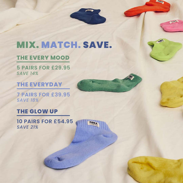 roka london Wembley Ankle Socks for Women - Mix & Match Multipack