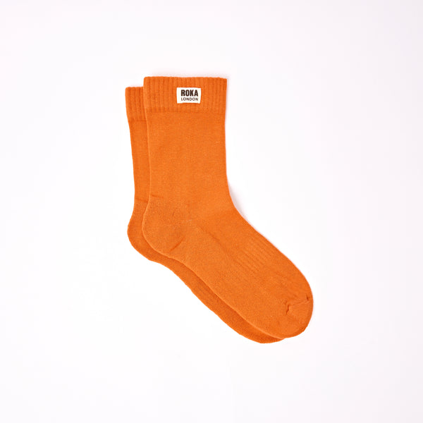 roka london Wimbledon Crew Socks for Men in Burnt Orange