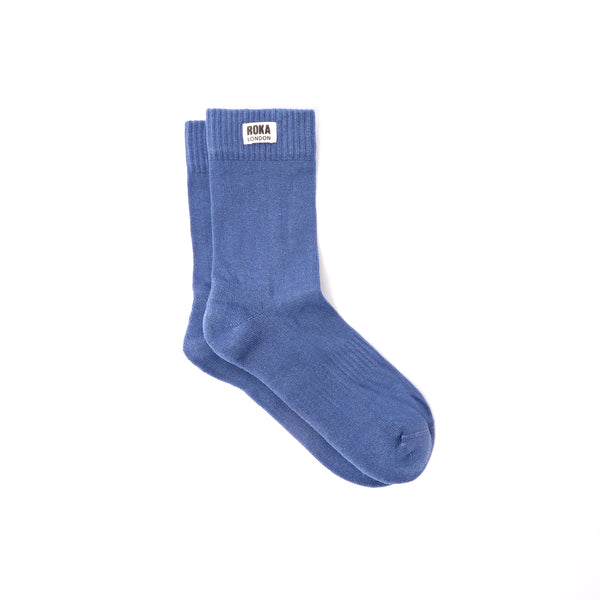 roka london Wimbledon Crew Socks for Men in Coastal Blue