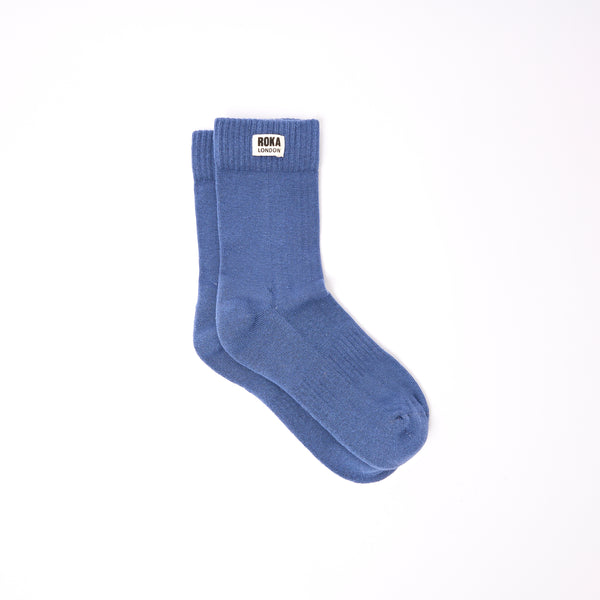roka london Wimbledon Crew Socks for Women in Coastal Blue
