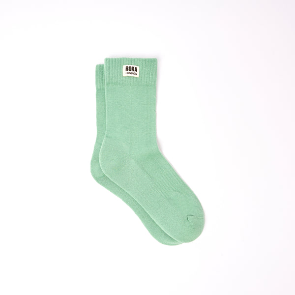 roka london Wimbledon Crew Socks for Women in Matcha
