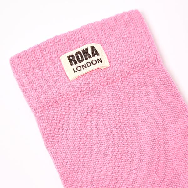 Roka London Wimbledon Crew Socks For Women In Pink Carnation