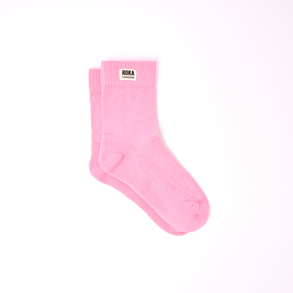 roka london Wimbledon Crew Socks for Women in Pink Carnation