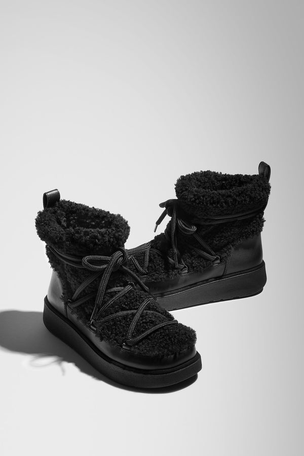 roksanda ilincic Curly Shearling Lace Ankle Boots in Black