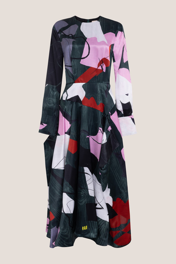 Roksanda Ilincic Designer Asymmetrical Silk Midi Dress In Multicolour