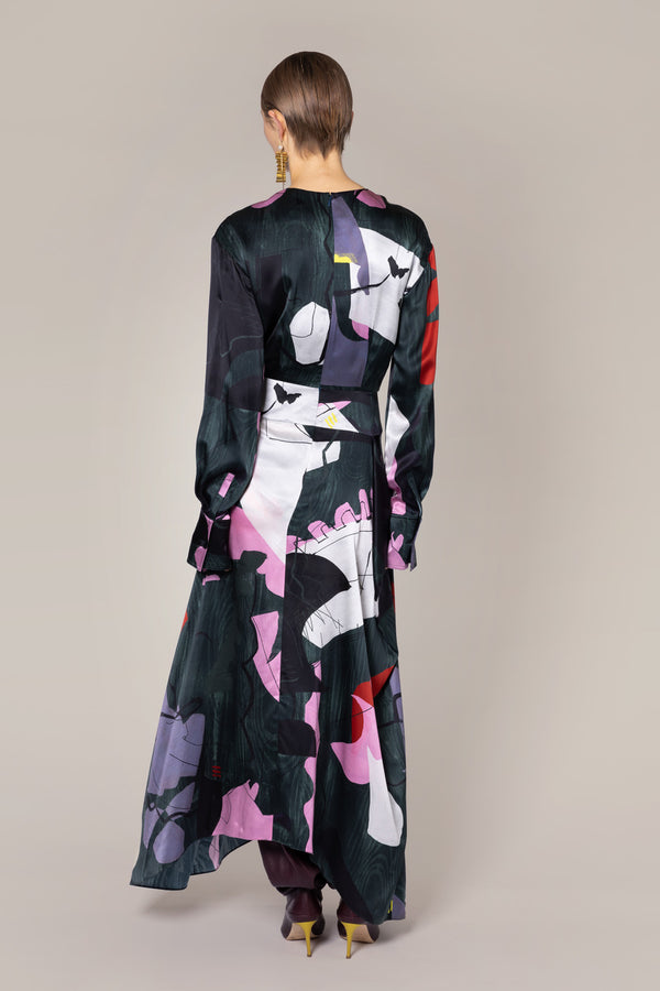 Roksanda Ilincic Designer Asymmetrical Silk Midi Dress In Multicolour